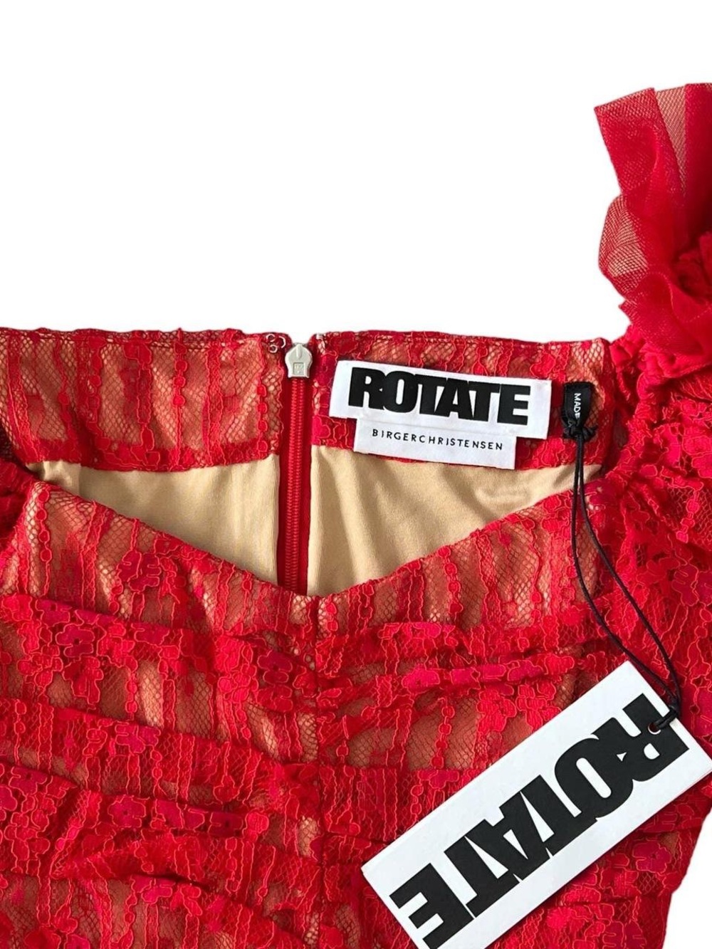 Red Ruched Puff-Sleeve Mini Dress - Picture 5 of 7